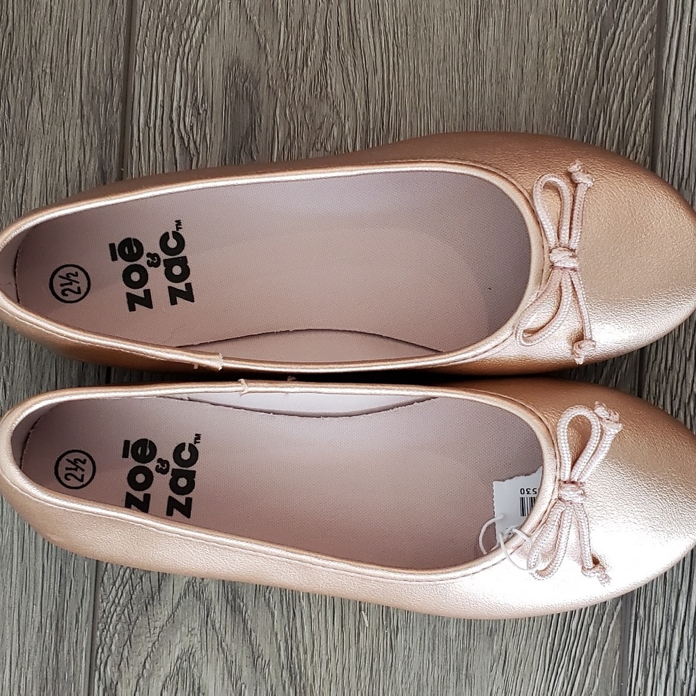 ZoeZac Fae Girls Ballet Style Flat Shoes Rose Gold